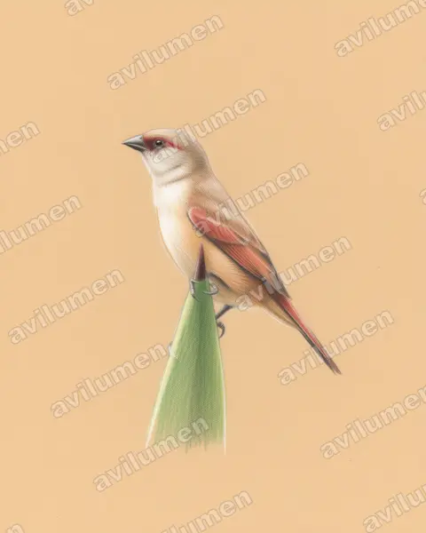 Illustration im Stil Buntstift: Zügelastrild (Estrilda rhodopyga)