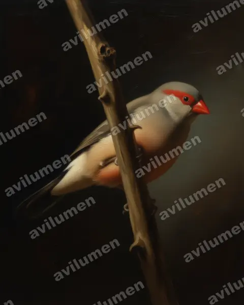 Illustration im Stil Öl: Grauastrild (Estrilda troglodytes)