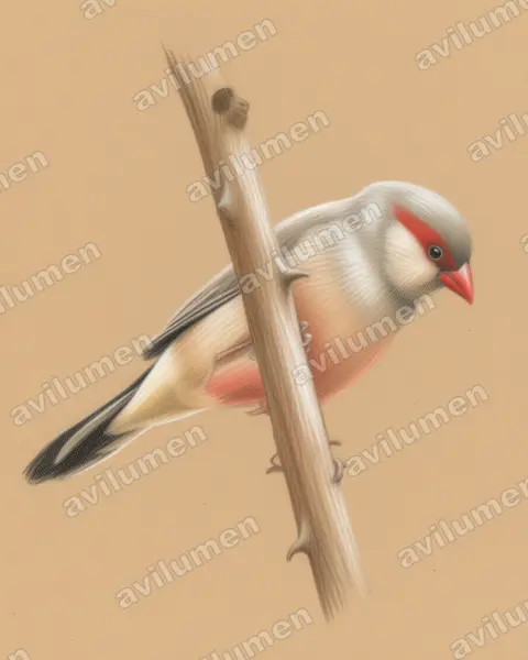 Illustration im Stil Buntstift: Grauastrild (Estrilda troglodytes)