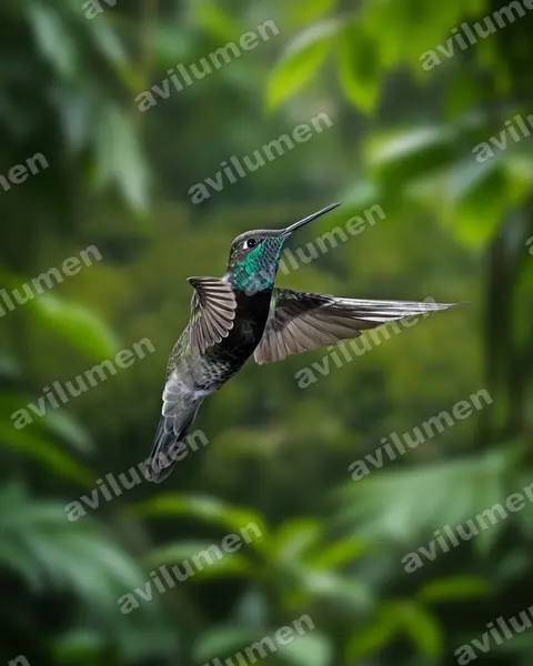 Illustration im Stil Realistisch: Violettkron-Brillantkolibri (Eugenes fulgens)