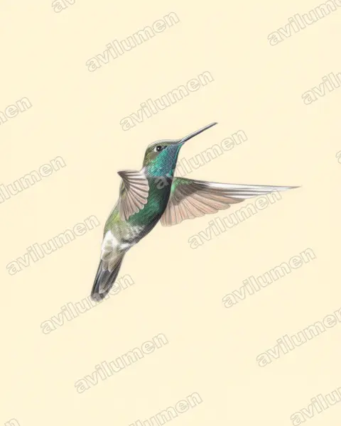 Illustration im Stil Buntstift: Violettkron-Brillantkolibri (Eugenes fulgens)
