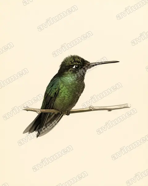 高地大蜂鸟（Eugenes spectabilis）的古典图版插画
