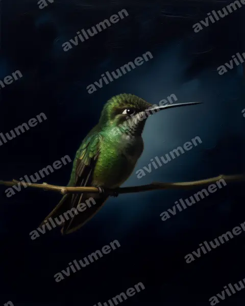 高地大蜂鸟（Eugenes spectabilis）的油画插画