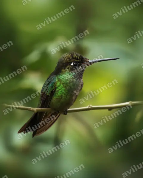 高地大蜂鸟（Eugenes spectabilis）的写实插画