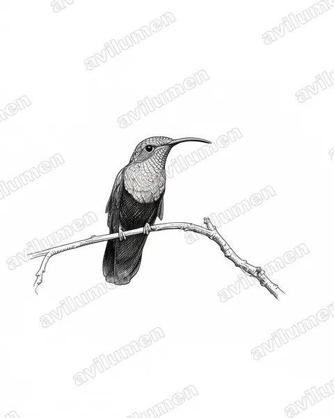 Illustration Encre : Eulampis holosericeus (Colibri falle-vert)
