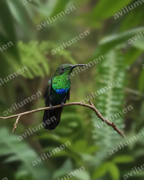 Illustration Réaliste : Eulampis holosericeus (Colibri falle-vert)