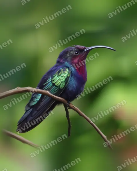 Realistic illustration: Eulampis jugularis (Purple-throated carib)