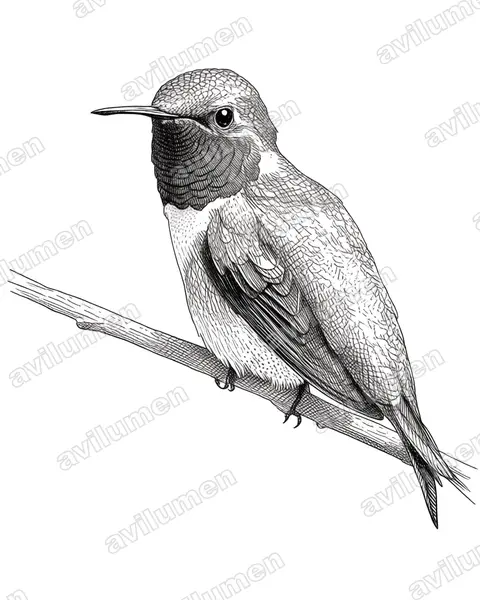 Illustration Encre : Eulidia yarrellii (Colibri d'Arica)