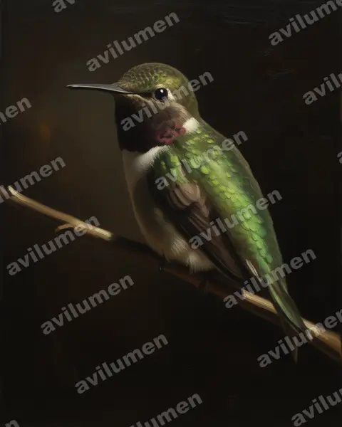 Illustration Huile : Eulidia yarrellii (Colibri d'Arica)