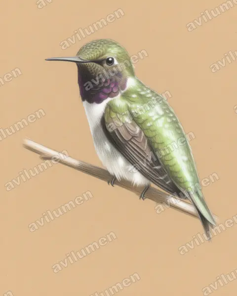 Illustration Crayon de couleur : Eulidia yarrellii (Colibri d'Arica)