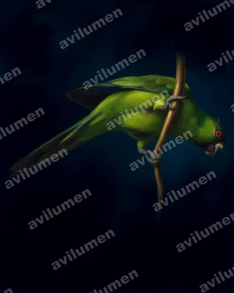 乌韦阿鹦鹉（Eunymphicus uvaeensis）的油画插画
