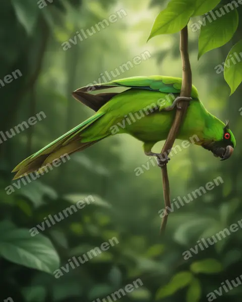 乌韦阿鹦鹉（Eunymphicus uvaeensis）的写实插画