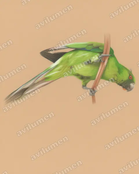 乌韦阿鹦鹉（Eunymphicus uvaeensis）的彩色铅笔插画