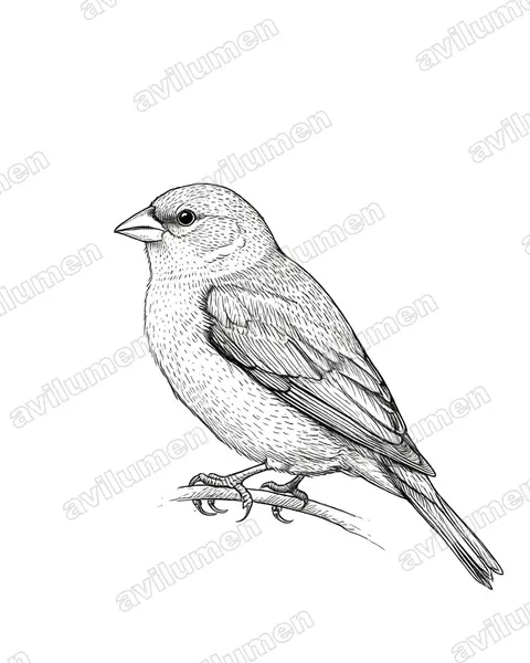 Illustration im Stil Tusche: Afrikanischer Silberschnabel (Euodice cantans)