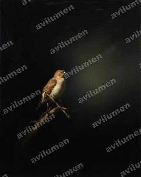 Illustration im Stil Öl: Afrikanischer Silberschnabel (Euodice cantans)