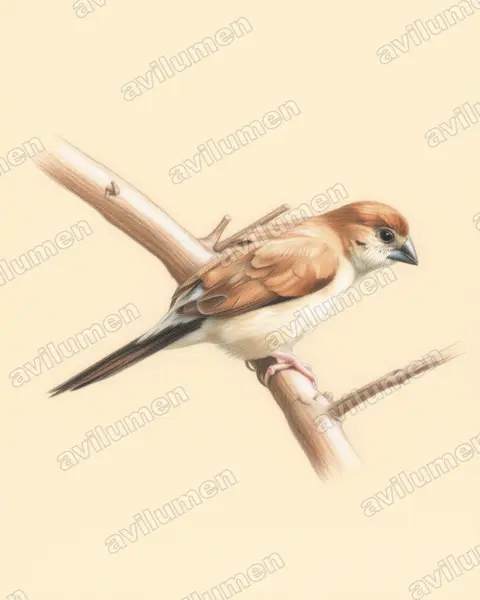 Illustration im Stil Buntstift: Indischer Silberschnabel (Euodice malabarica)