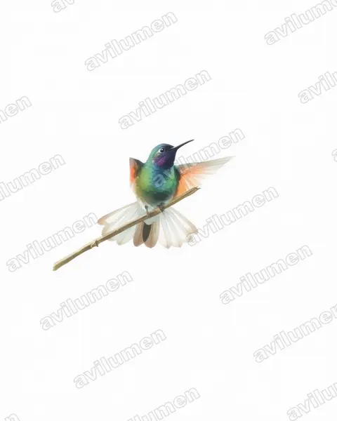 Illustration Aquarelle : Eupherusa cyanophrys (Colibri d'Oaxaca)