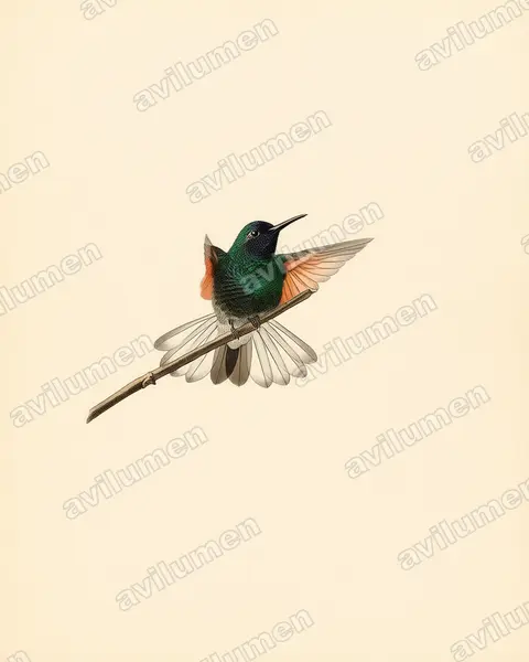 Illustration Planche ancienne : Eupherusa cyanophrys (Colibri d'Oaxaca)