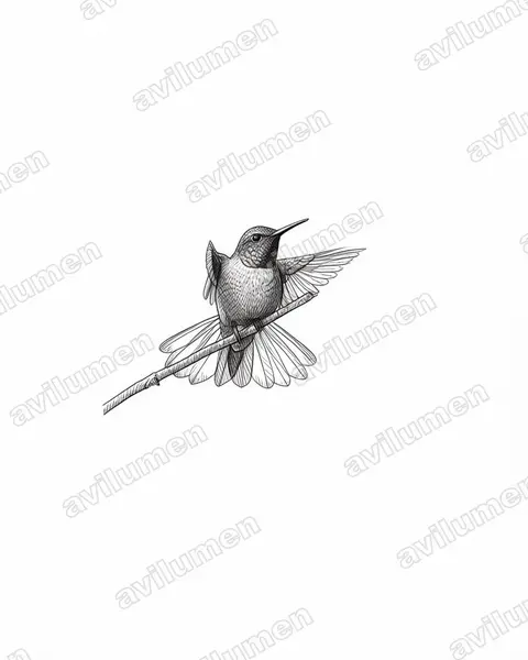 Illustration Encre : Eupherusa cyanophrys (Colibri d'Oaxaca)