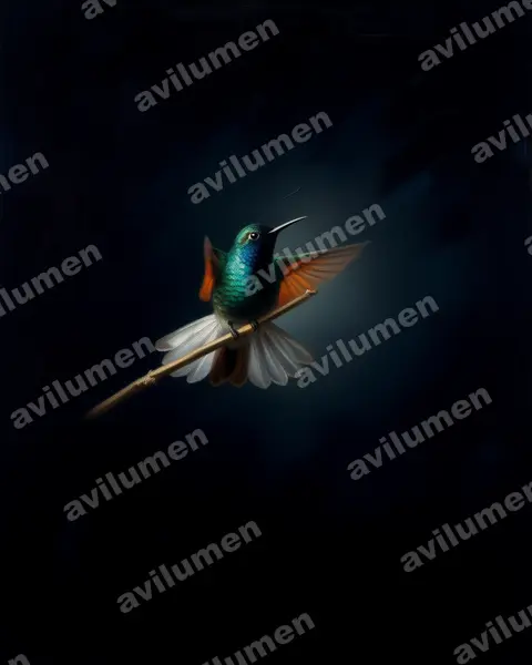 Illustration Huile : Eupherusa cyanophrys (Colibri d'Oaxaca)