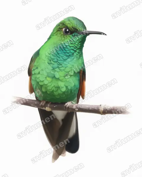 Illustration Aquarelle : Eupherusa eximia (Colibri à épaulettes)