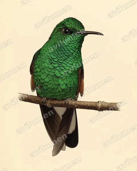 Illustration Planche ancienne : Eupherusa eximia (Colibri à épaulettes)