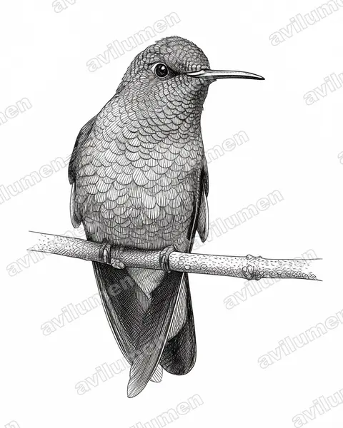 Illustration Encre : Eupherusa eximia (Colibri à épaulettes)