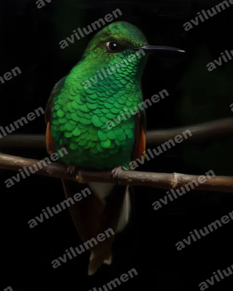 Illustration Huile : Eupherusa eximia (Colibri à épaulettes)