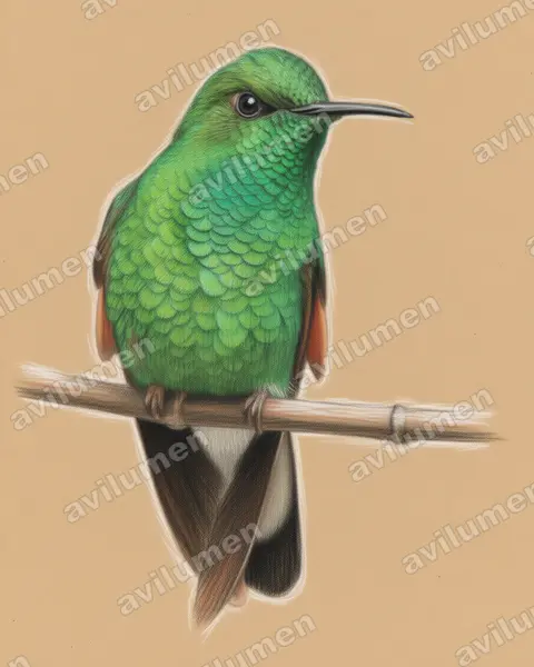 Illustration Crayon de couleur : Eupherusa eximia (Colibri à épaulettes)