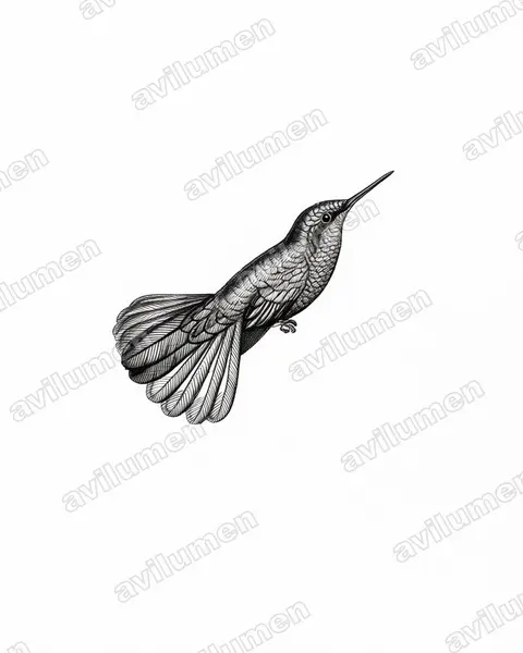 Ilustración en Tinta: Eupherusa poliocerca (Colibrí de Guerrero)