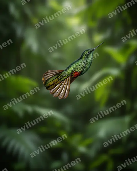 Ilustración en Realista: Eupherusa poliocerca (Colibrí de Guerrero)