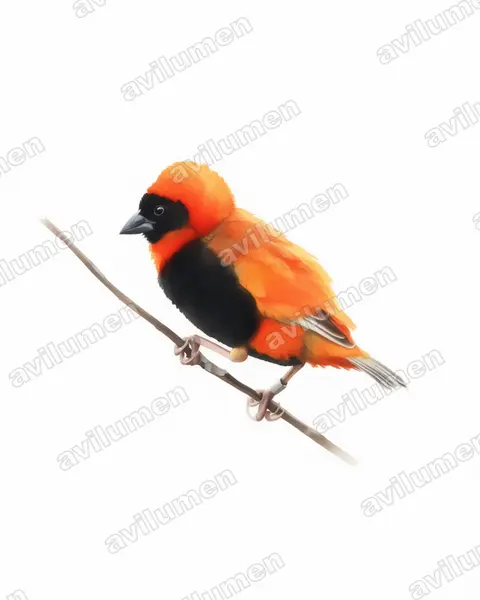 Watercolor illustration: Euplectes orix (Southern Red Bishop)