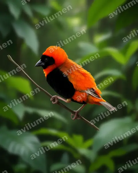 Realistic illustration: Euplectes orix (Southern Red Bishop)