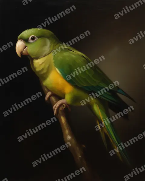 Illustration Huile : Eupsittula cactorum (Conure des cactus)