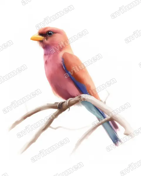 Illustration im Stil Aquarell: Zimtroller (Eurystomus glaucurus)