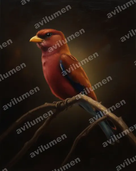 Illustration im Stil Öl: Zimtroller (Eurystomus glaucurus)