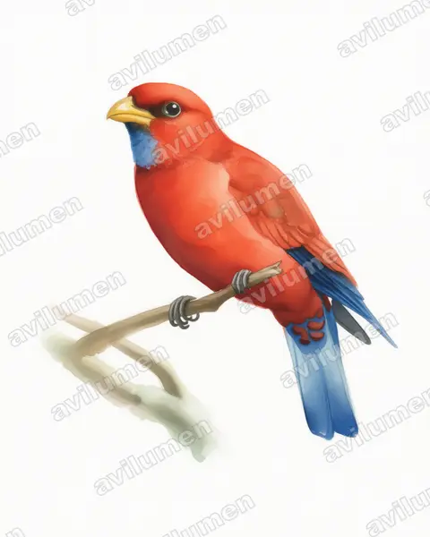 Illustration im Stil Aquarell: Blaukehlroller (Eurystomus gularis)