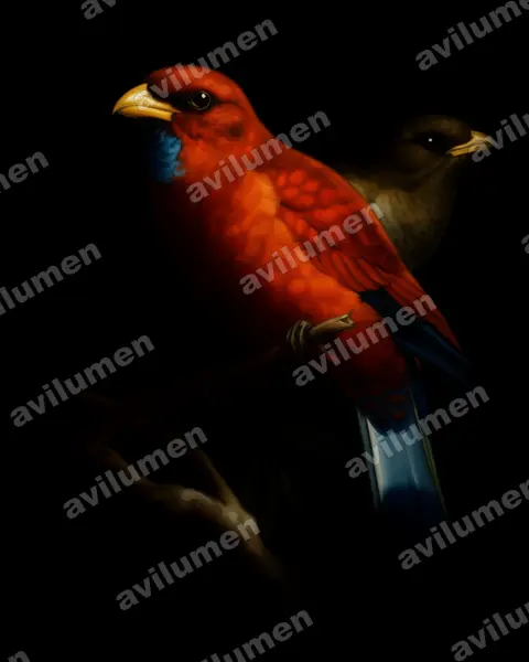 Illustration im Stil Öl: Blaukehlroller (Eurystomus gularis)