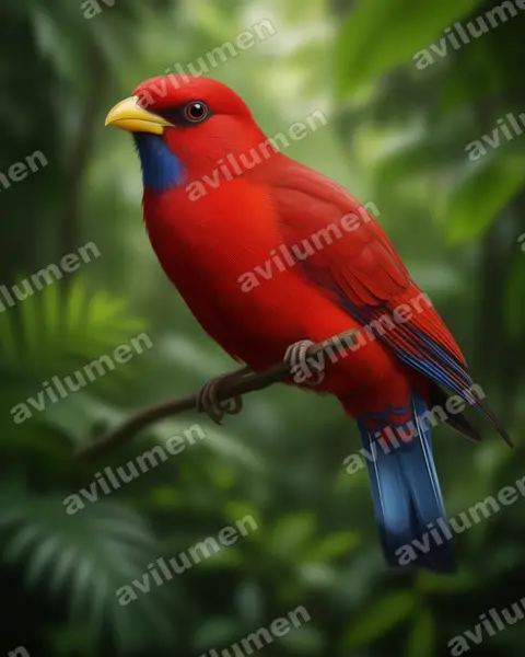 Illustration im Stil Realistisch: Blaukehlroller (Eurystomus gularis)