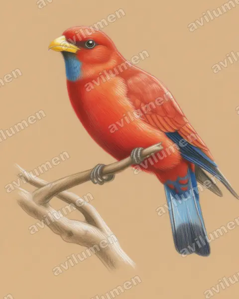 Illustration im Stil Buntstift: Blaukehlroller (Eurystomus gularis)
