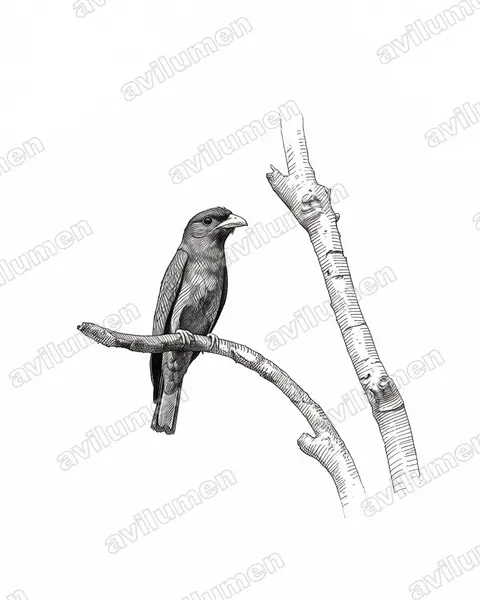 Illustration im Stil Tusche: Dollarvogel (Eurystomus orientalis)