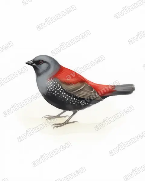 Illustration im Stil Aquarell: Dybowskiastrild (Euschistospiza dybowskii)