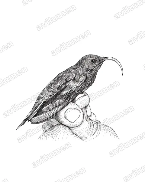 Illustration Encre : Eutoxeres aquila (Bec-en-faucille aigle)