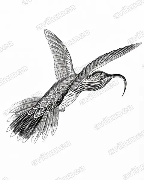 Ink illustration: Eutoxeres condamini (Buff-tailed Sicklebill)