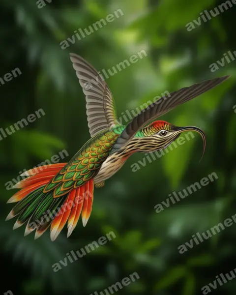 Realistic illustration: Eutoxeres condamini (Buff-tailed Sicklebill)