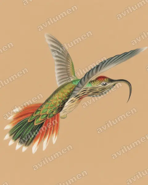 Colored pencil illustration: Eutoxeres condamini (Buff-tailed Sicklebill)