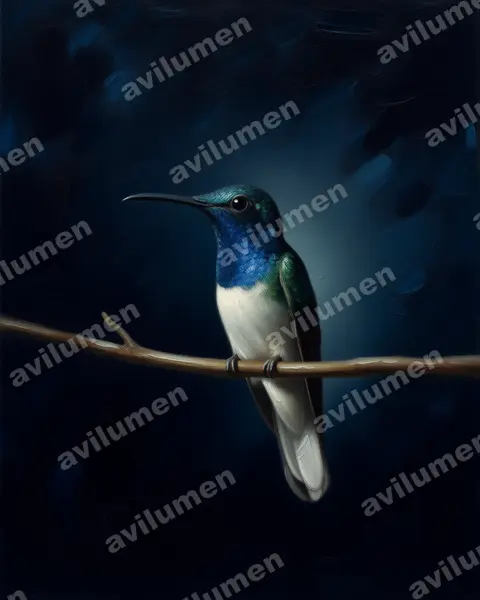 Illustration im Stil Öl: Weißnackenkolibri (Florisuga mellivora)