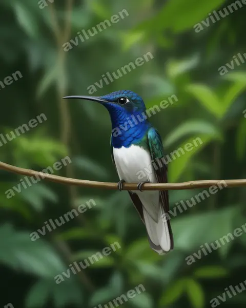 Illustration im Stil Realistisch: Weißnackenkolibri (Florisuga mellivora)
