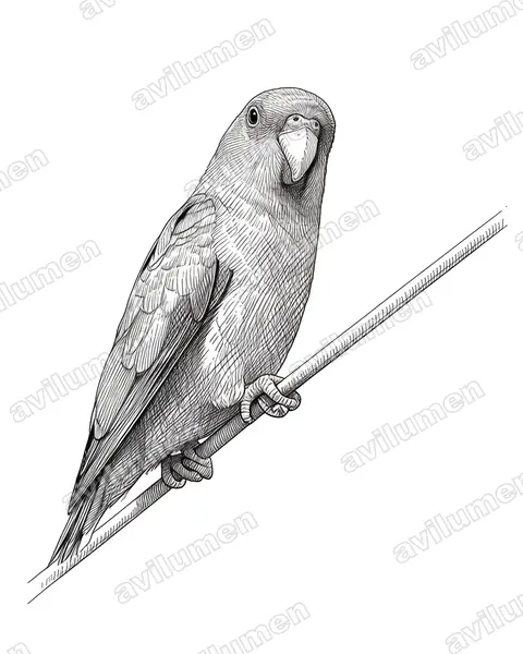 Illustration im Stil Tusche: Augenring-Sperlingspapagei (Forpus conspicillatus)