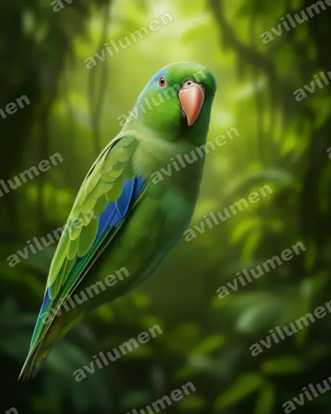 Illustration im Stil Realistisch: Augenring-Sperlingspapagei (Forpus conspicillatus)